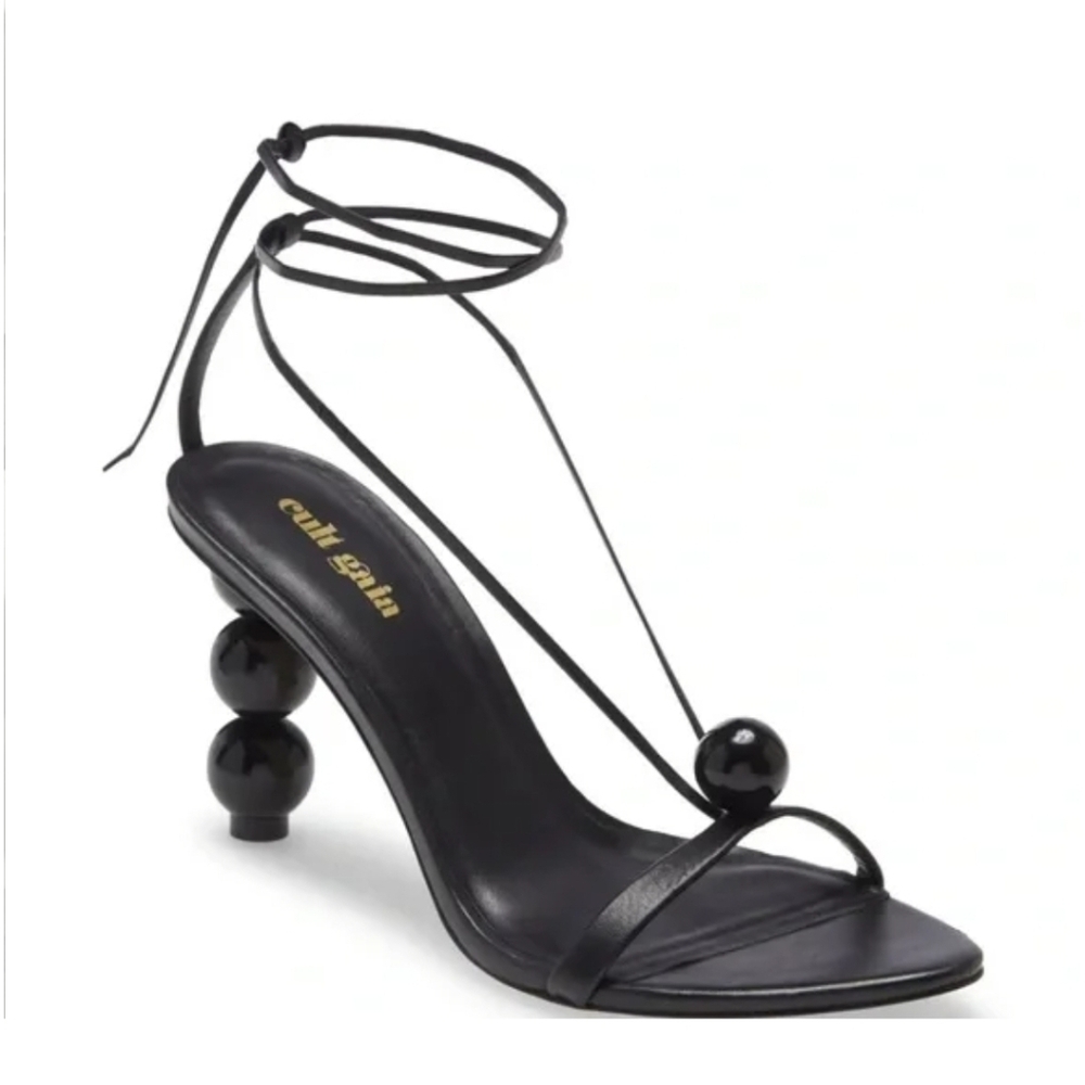 Cult Gaia Black Ankle-Tie Heels